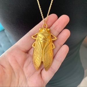 NWOT 14k Gold Dipped Cicada Beetle Necklace